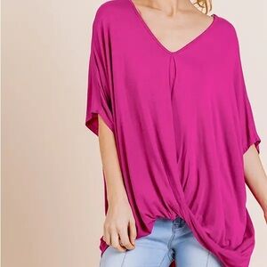 NWT UMGEE Bohemian Raspberry Pink Twist Front Hi Low Top S M L